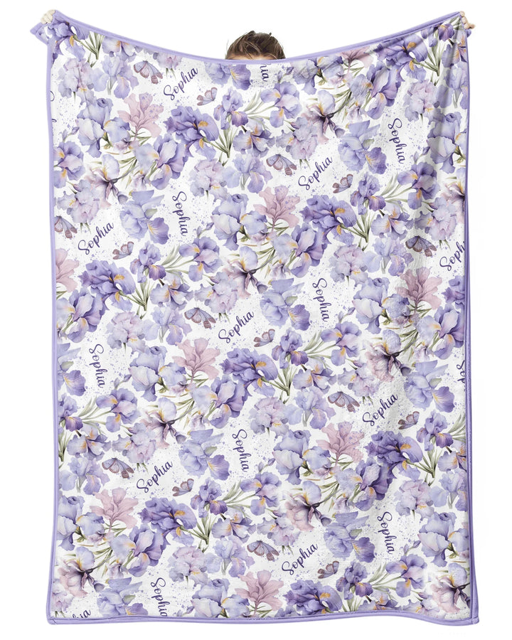 Custom Name Birth Month Flowers Bamboo Blanket