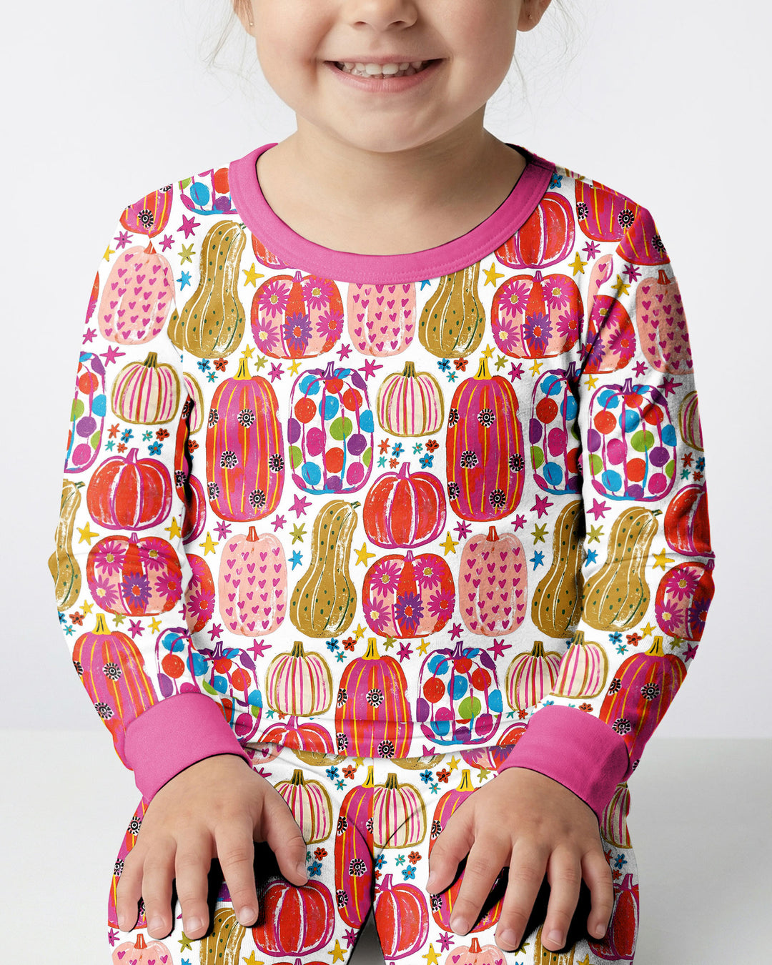Funky Fall Pumpkins Bamboo Two Piece Long Sleeve Pajama Set