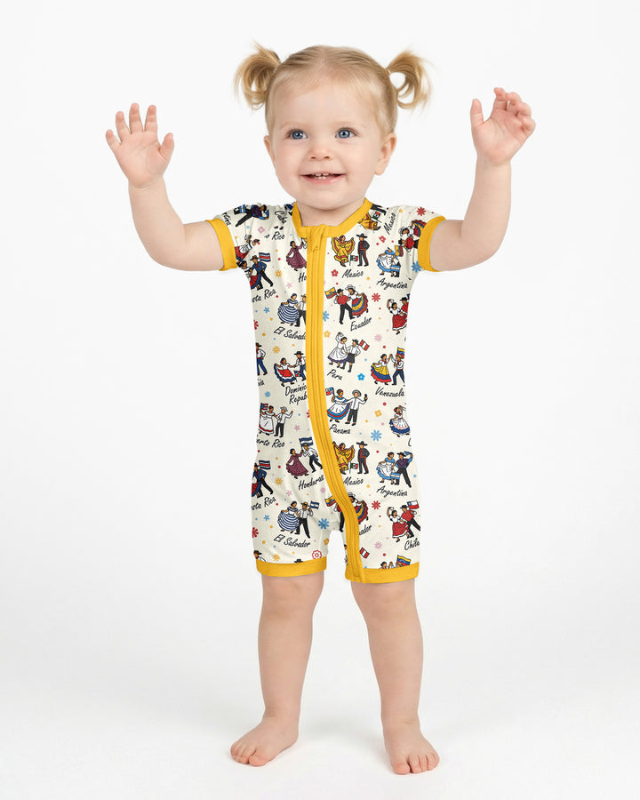 Hispanic Traditional Folkloric Dress Bamboo Shorty Zippy