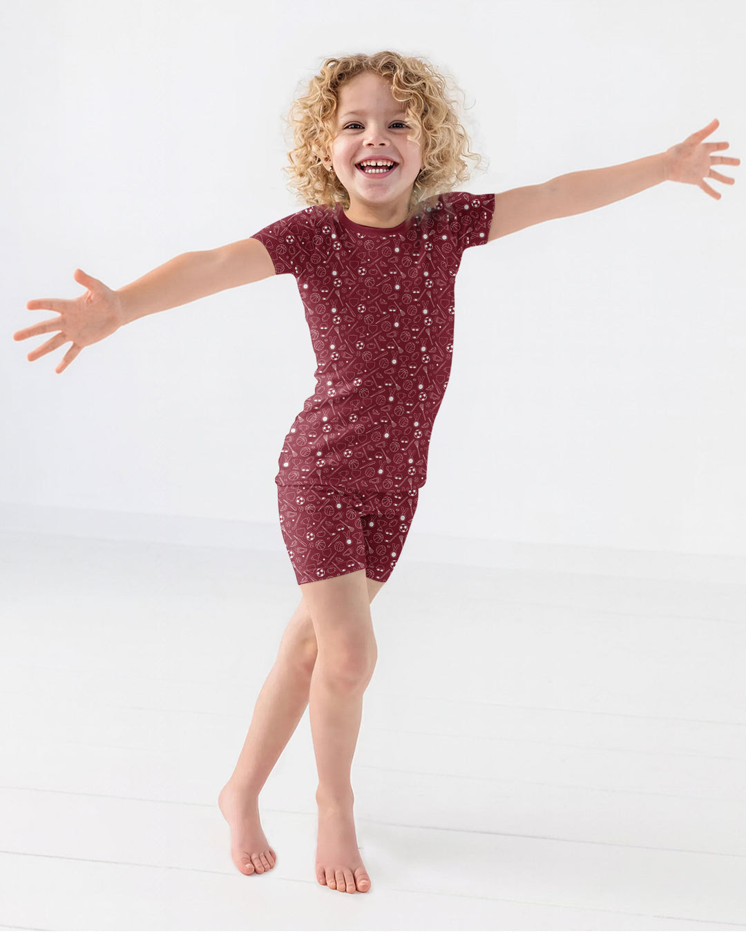 Doodle Sports Bamboo Two Piece Short Sleeve Shorts Pajama Set