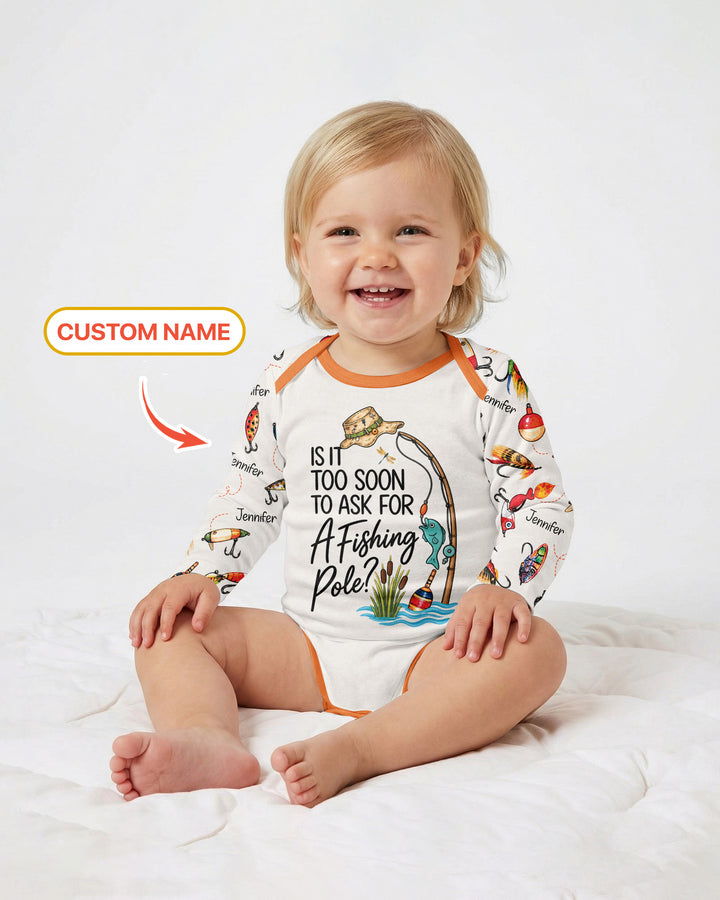 Custom Name Is It Too Soon to Ask for a Fishing Pole Bamboo Bodysuit