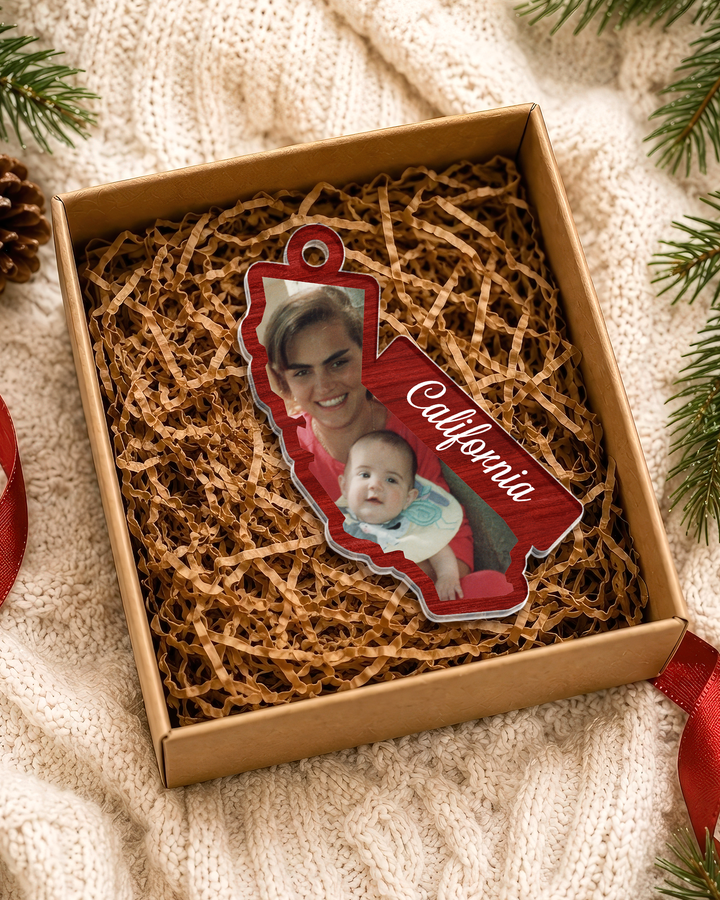 State Photo Frame Acrylic Ornament