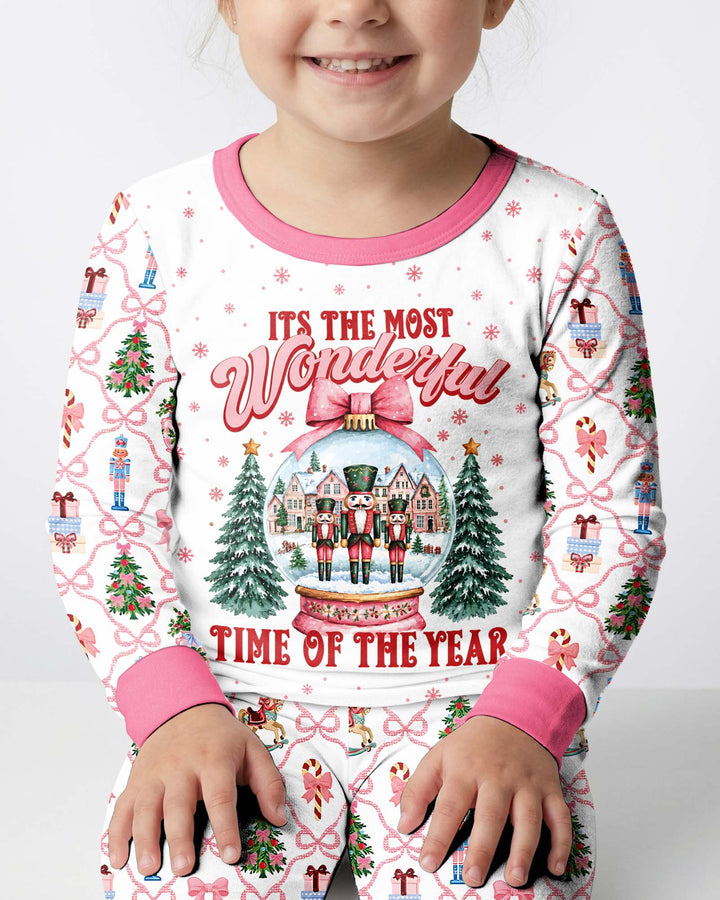 Nutcracker and Snow Globe It's Most Wonderful Time of The Year Bamboo Two Piece Long Sleeve Pajama Set