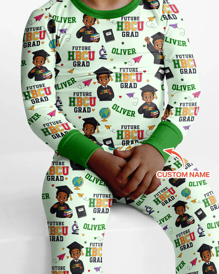 Custom Name Future HBCU Grad Bamboo Two Piece Long Sleeve Pajama Set