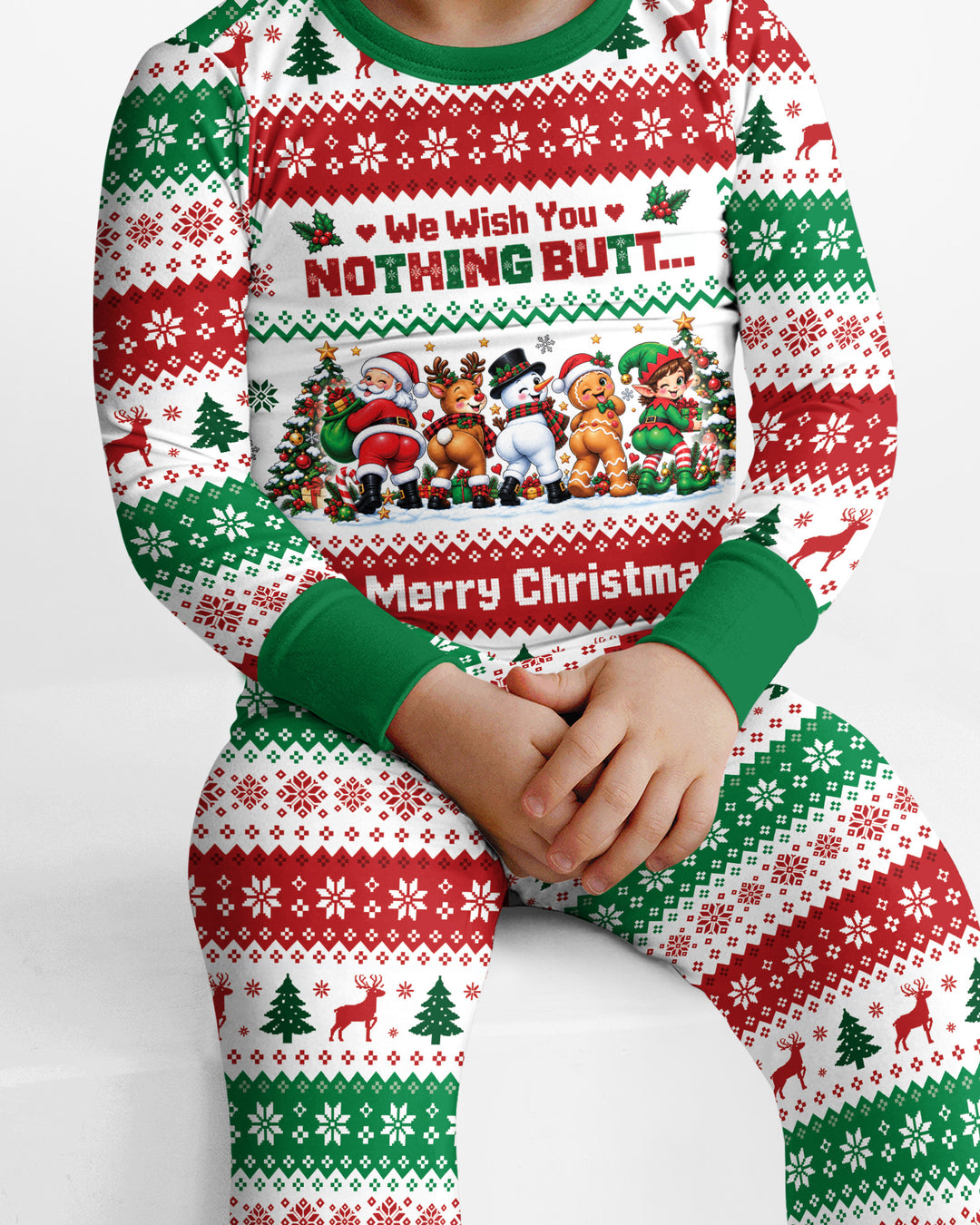 We Wish You Nothing Butt A Merry Christmas Bamboo Two Piece Long Sleeve Pajama Set
