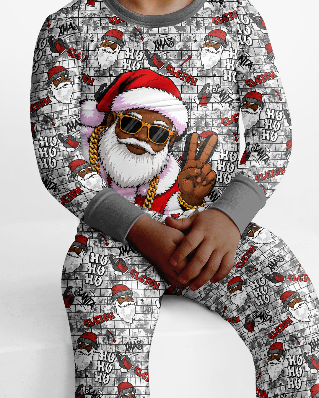 Santa Swag Christmas Bamboo Two Piece Long Sleeve Pajama Set