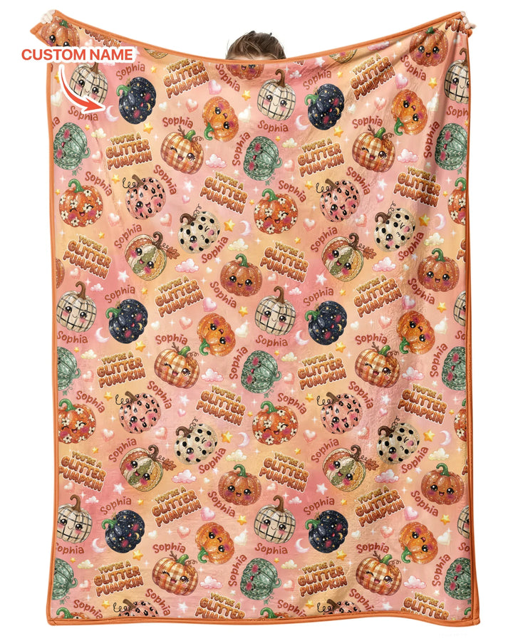 Custom Name You're A Glitter Pumpkin Bamboo Blanket