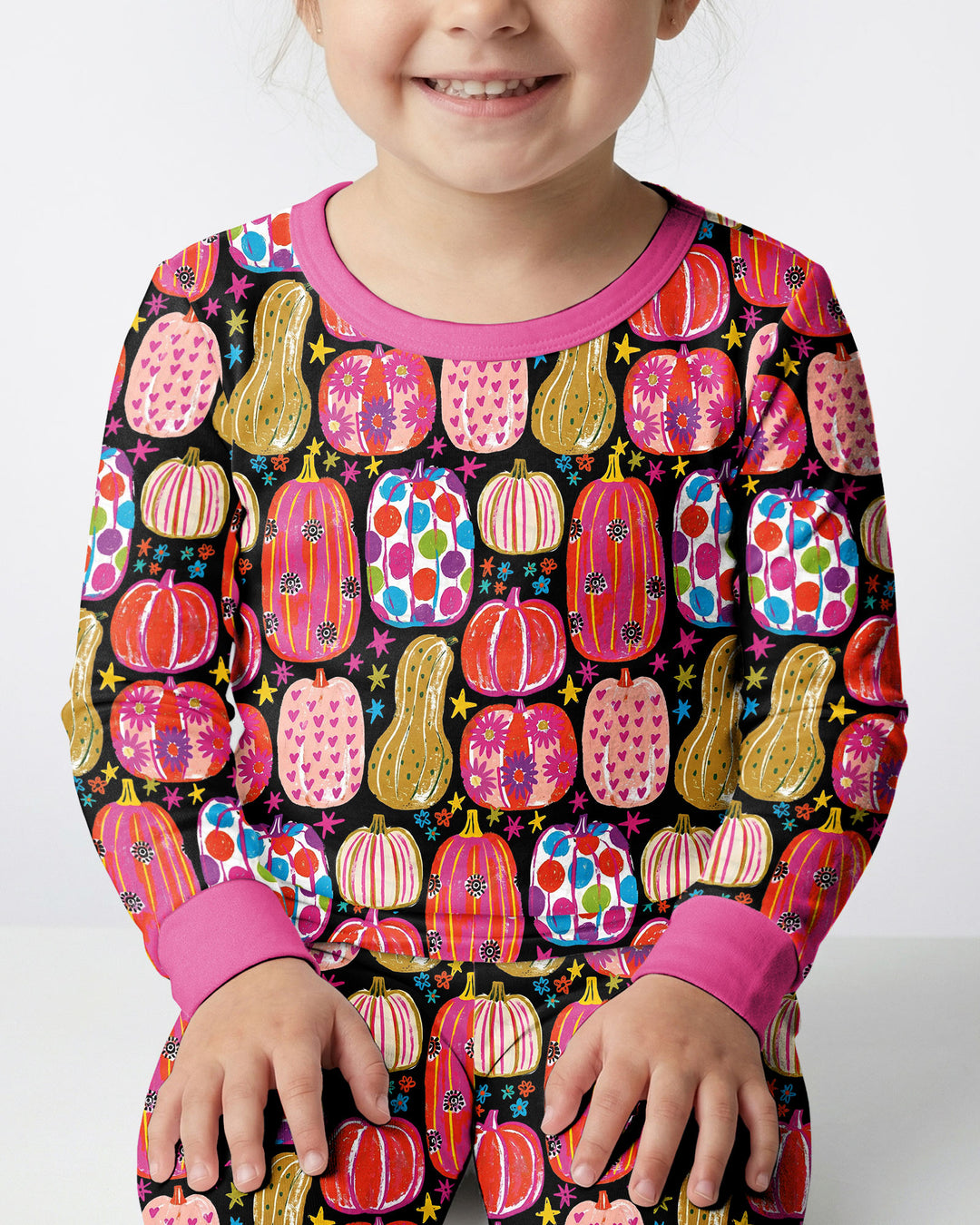 Funky Fall Pumpkins Bamboo Two Piece Long Sleeve Pajama Set