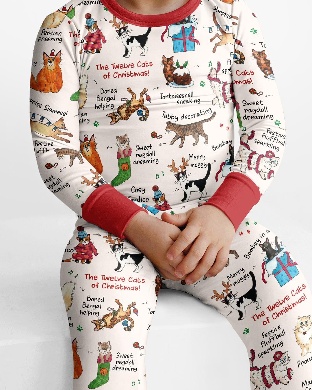 The 12 Cats of Christmas Bamboo Two Piece Long Sleeve Pajama Set