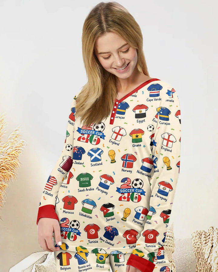 2026 Soccer World Jersey Flag Bamboo Women Pajama Set