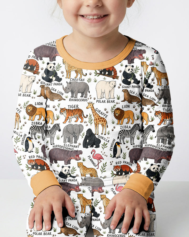 Zoo Animal Bamboo Two Piece Long Sleeve Pajama Set