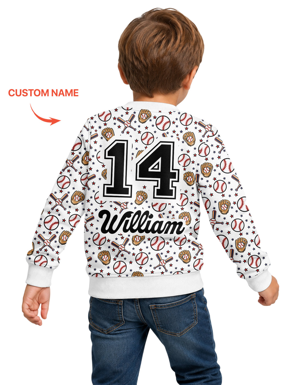 All-Star Baseball Custom Name Bamboo Crewneck Sweatshirt