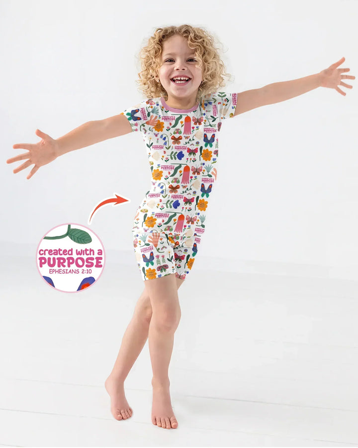 Created With A Purpose Bamboo Two Piece Short Sleeve Pajama Set