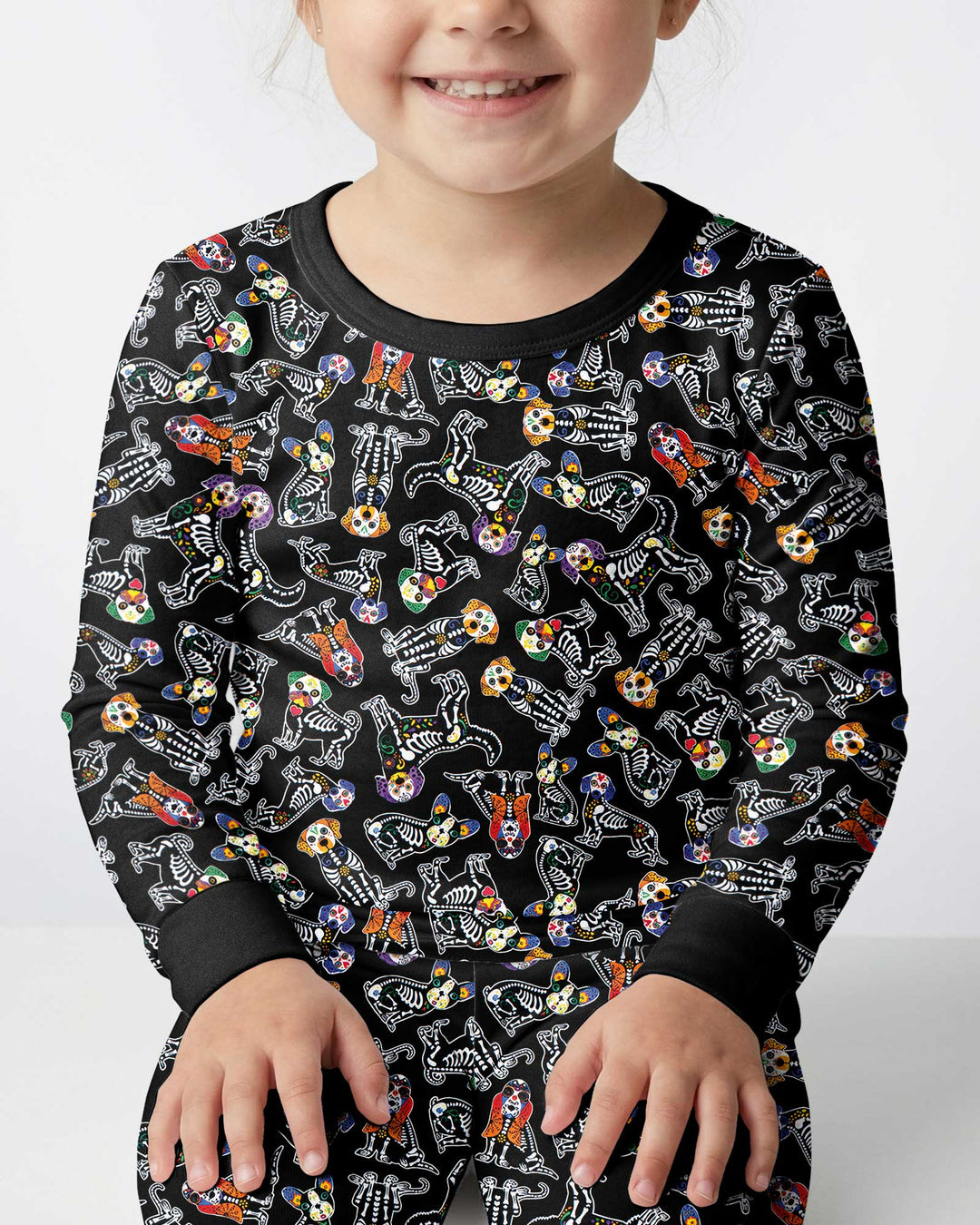 Dia De Los Muertos Doggie Bamboo Two Piece Long Sleeve Pajama Set