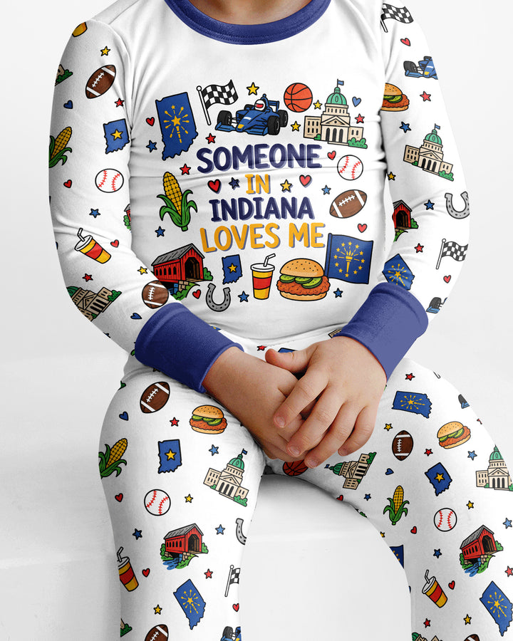 Someone in Indiana Loves Me Bamboo Two Piece Long Sleeve Pajama Set