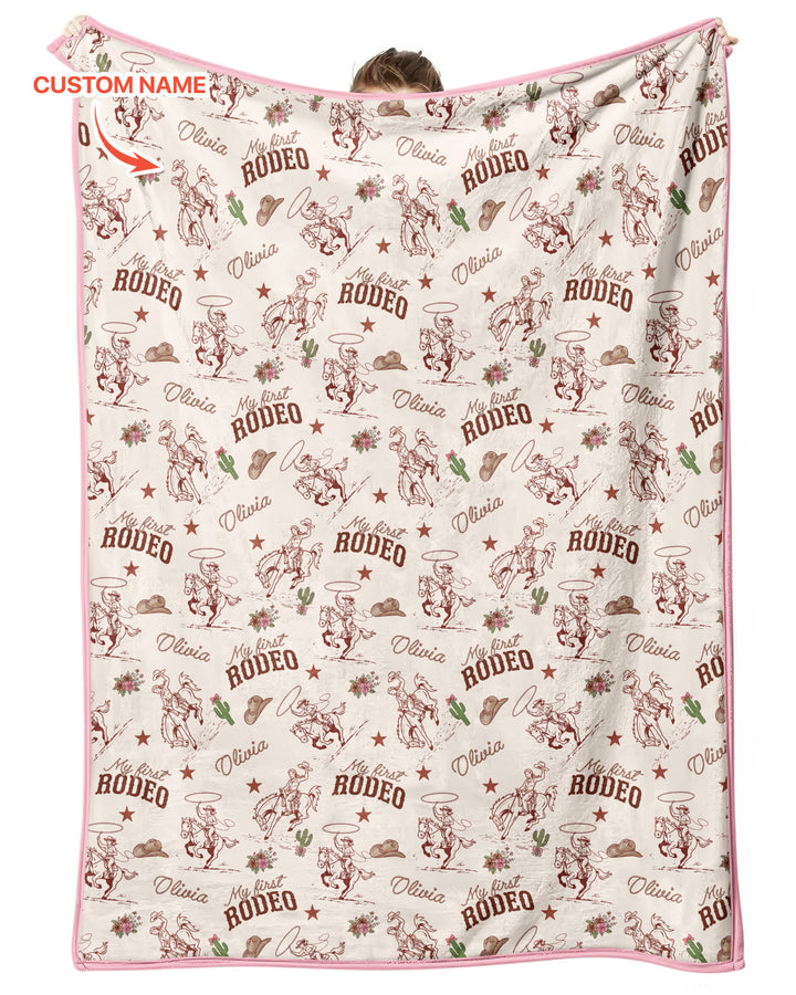 Custom Name First Rodeo Family Matching Bamboo Blanket