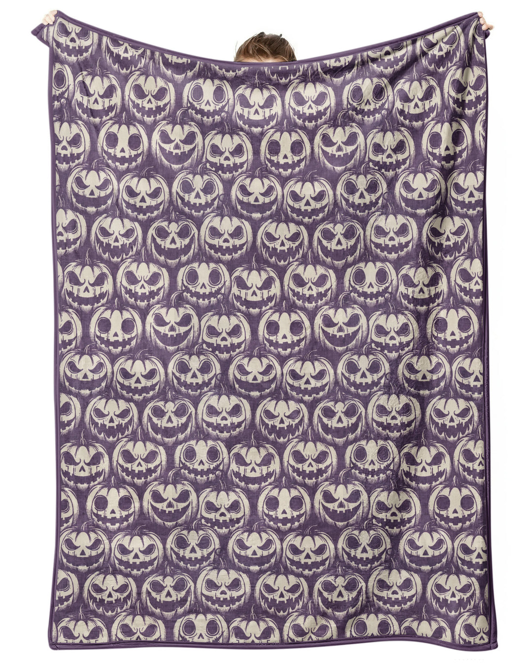 Retro Halloween Jack-O-Lantern Spooky Faces Bamboo Blanket