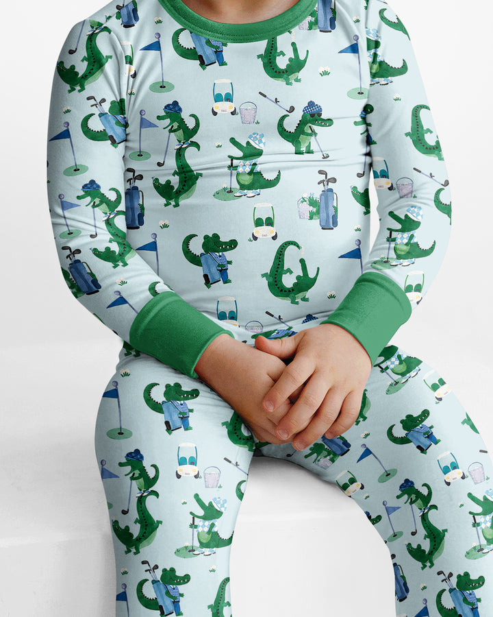 Golfing Gators Bamboo Two Piece Long Sleeve Pajama Set