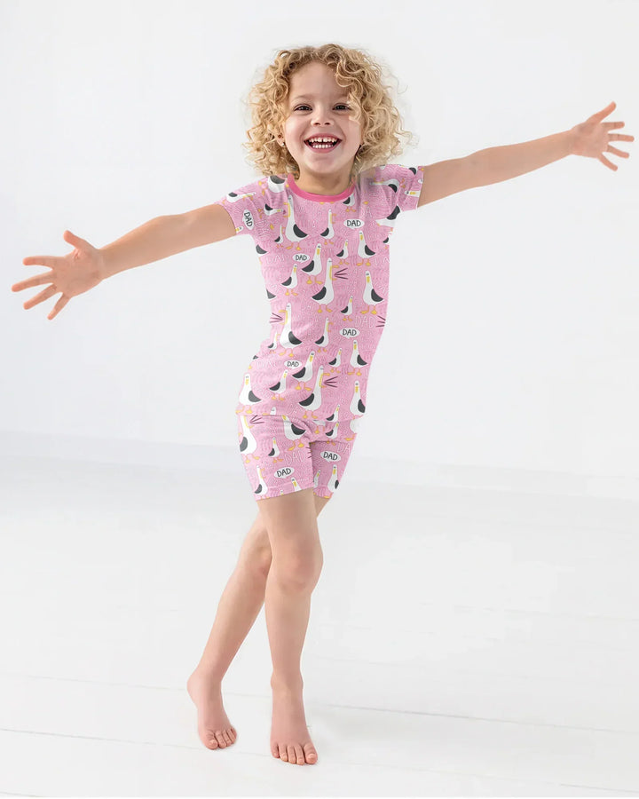 Funny Seagull DAD Bamboo Two Piece Short Sleeve Shorts Pajama Set