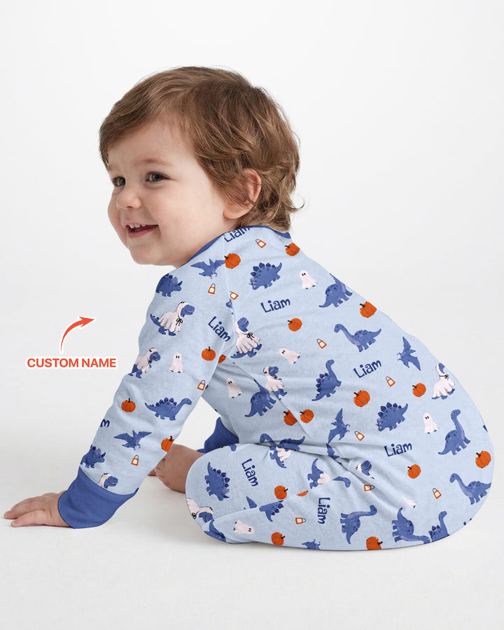 Custom Name Spooky Dinosaur Halloween - Personalized Bamboo Convertible Zippy