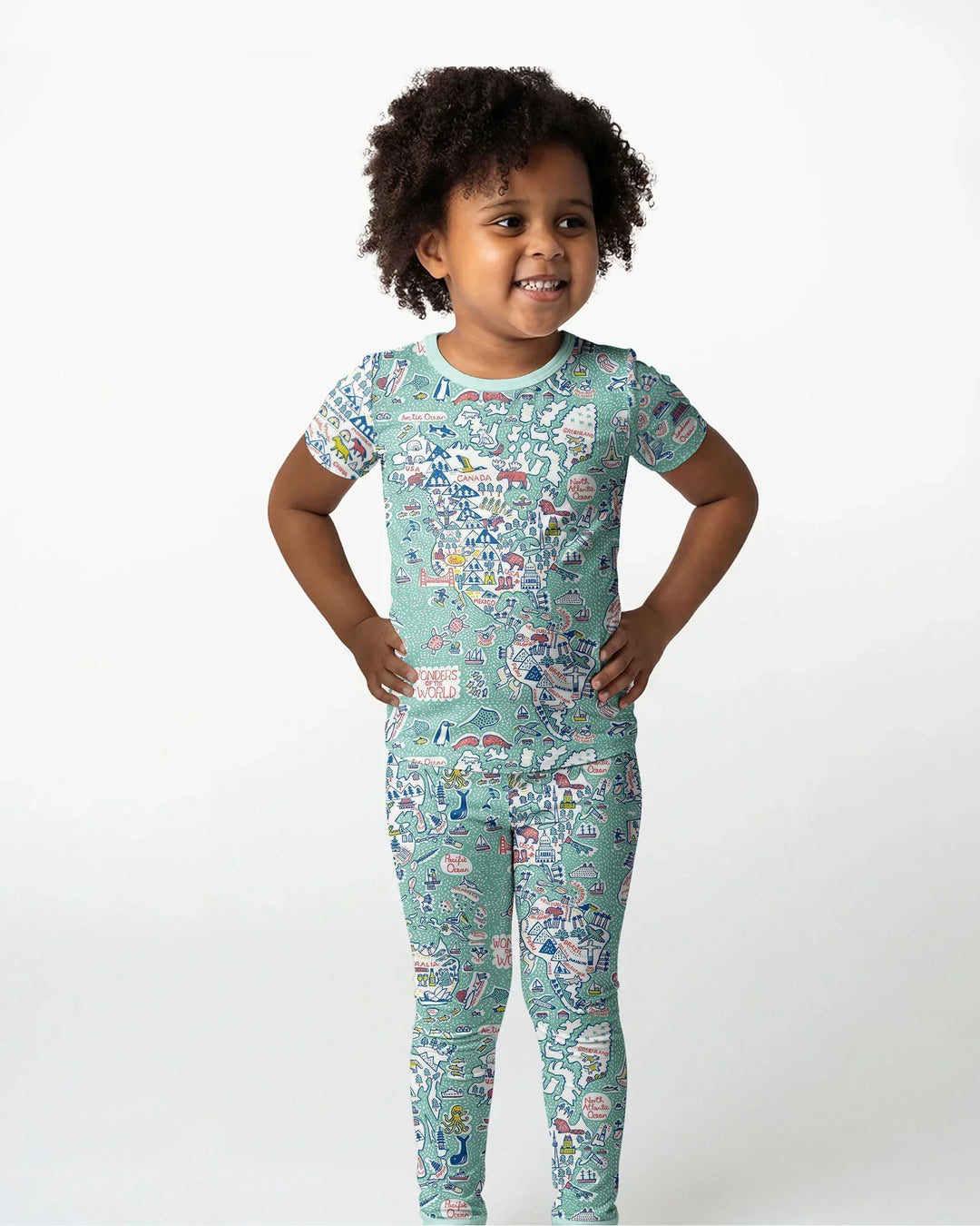 Hello World Wonders Bamboo Two Piece Short Sleeve Pajama Set