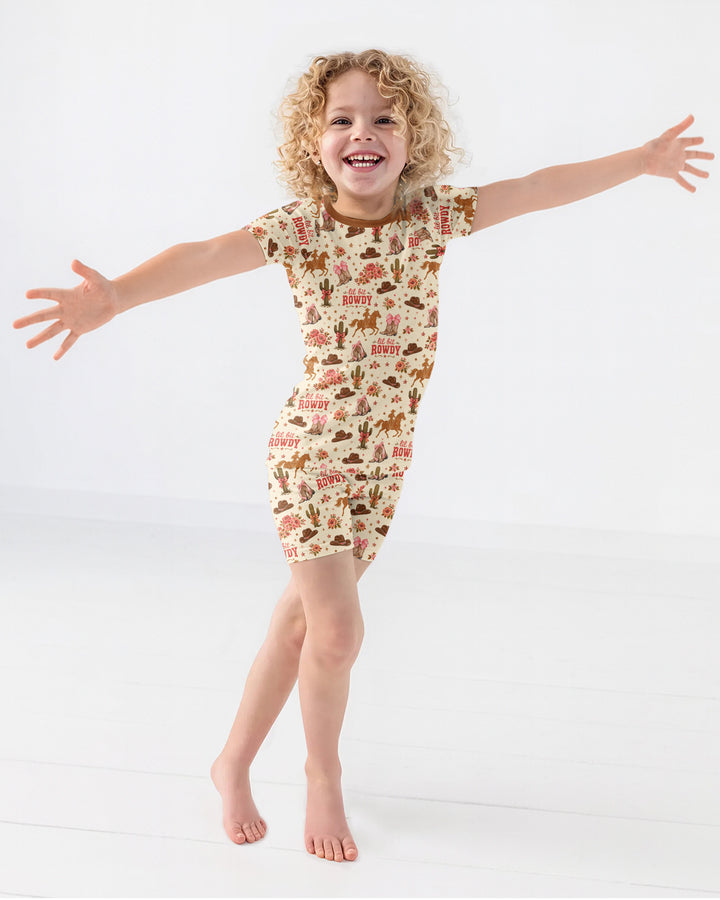 Coquette Cowgirl Lil Bit Rowdy Two Piece Short Sleeve Shorts Pajama Set