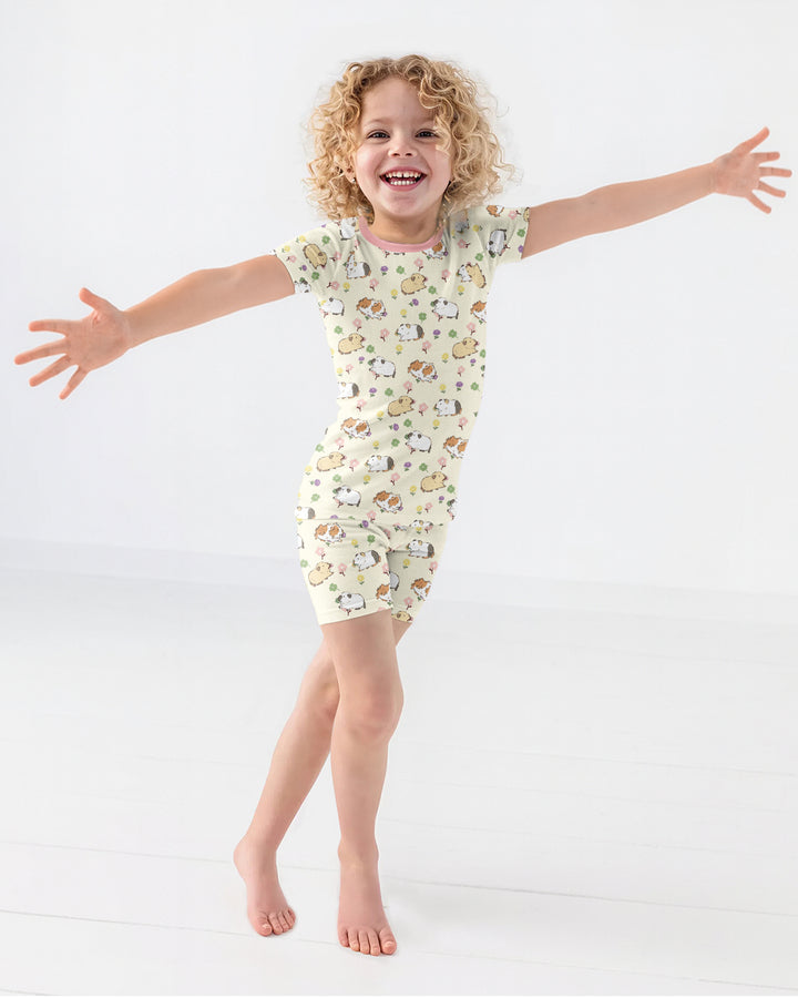 Guinea Pig Garden Bamboo Two Piece Short Sleeve Shorts Pajama Set