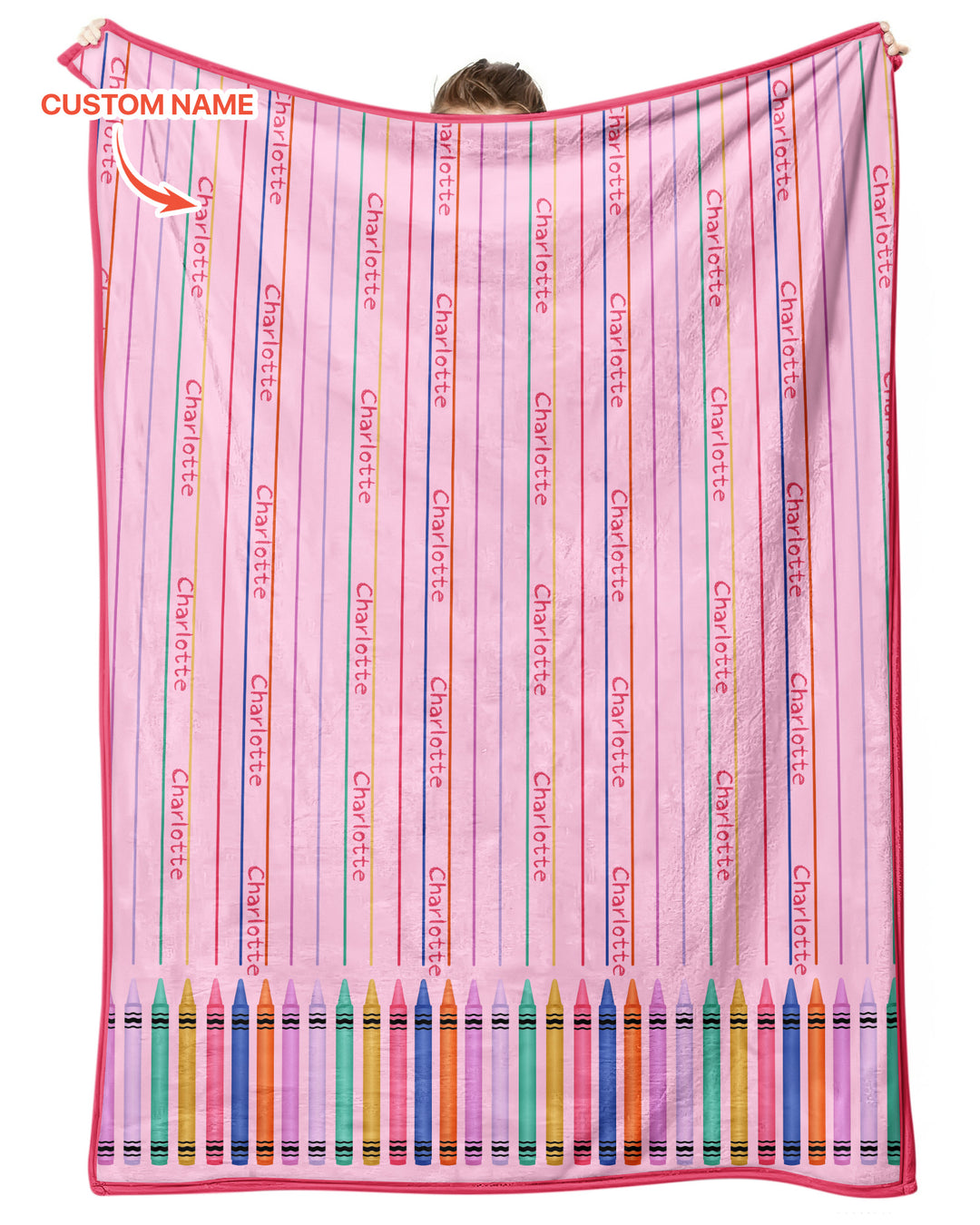 Custom Name Crayon Lines Bamboo Blanket