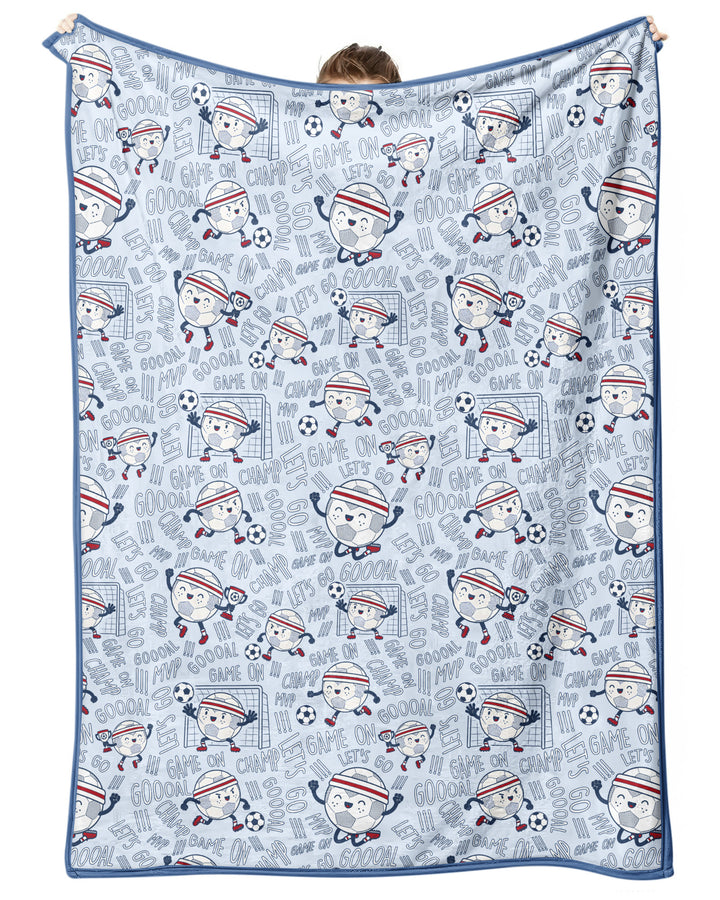 Happy Soccer Ball Family Matching Bamboo Blanket