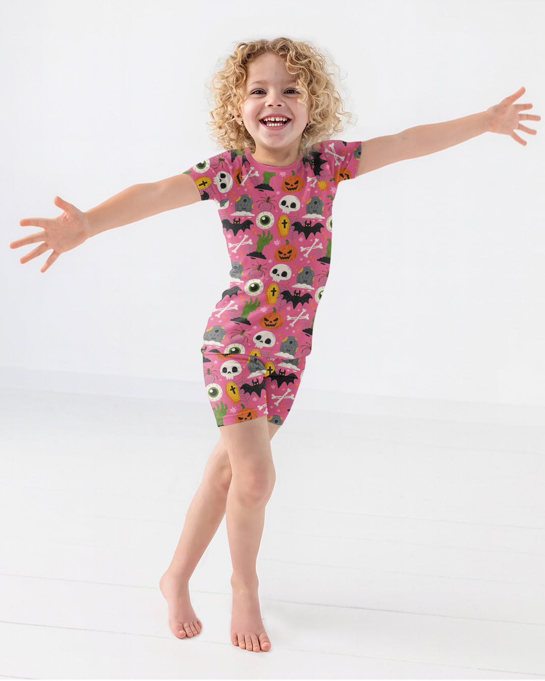 Little Monsters Bamboo Two Piece Short Sleeve Shorts Pyjamas Set For Halloween