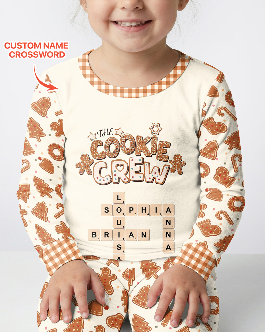 Custom Crossword Cookie Crew Bamboo Two Piece Long Sleeve Pajama Set