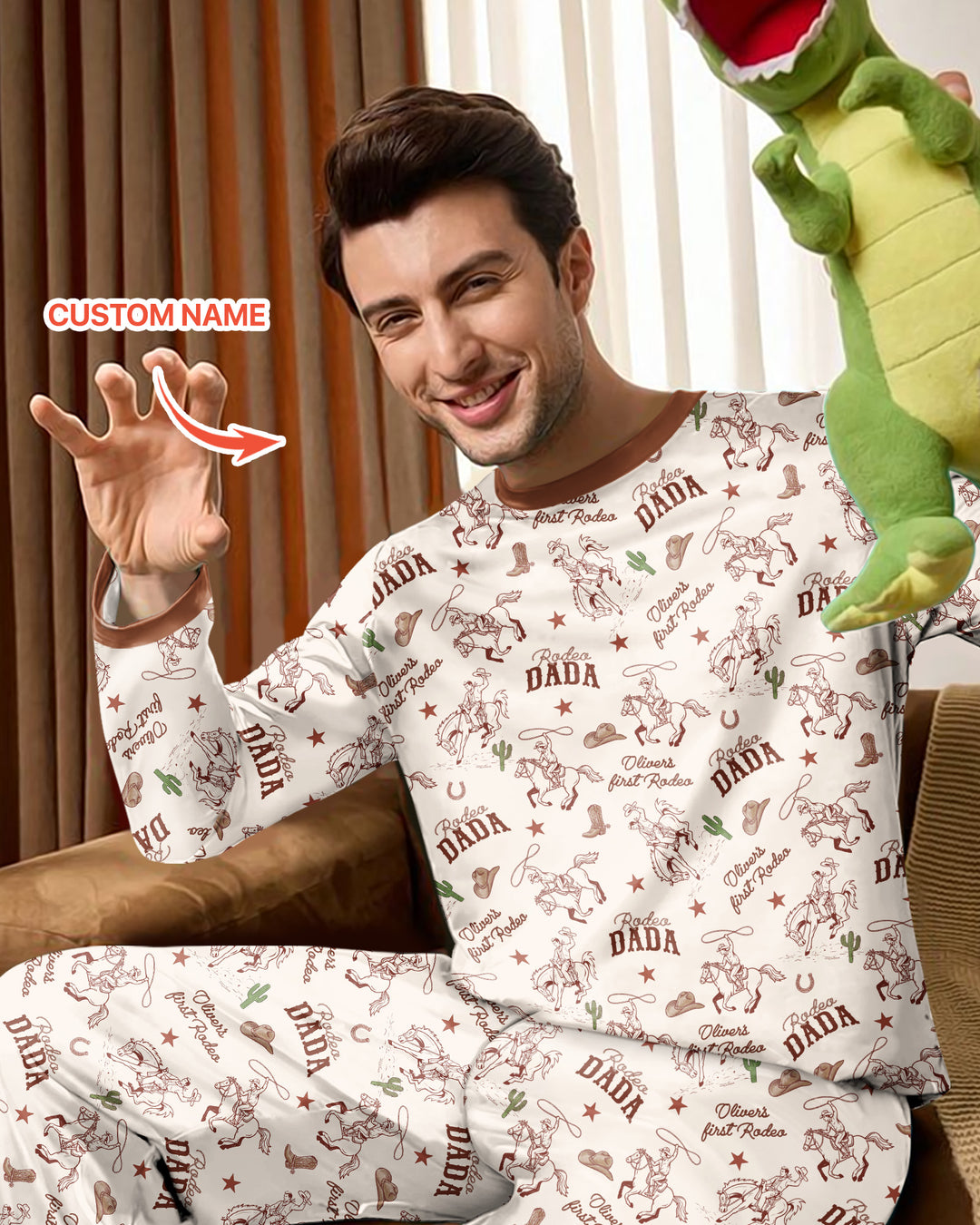 Custom Name First Rodeo Family Matching Bamboo Men's Pajama Set