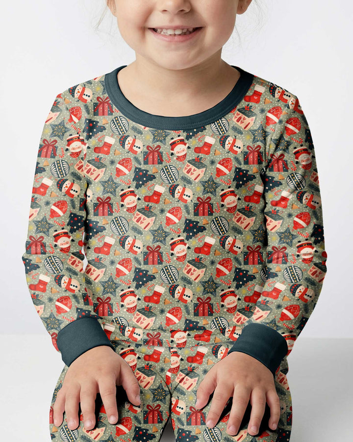 Christmas Ornaments Bamboo Two Piece Long Sleeve Pajama Set