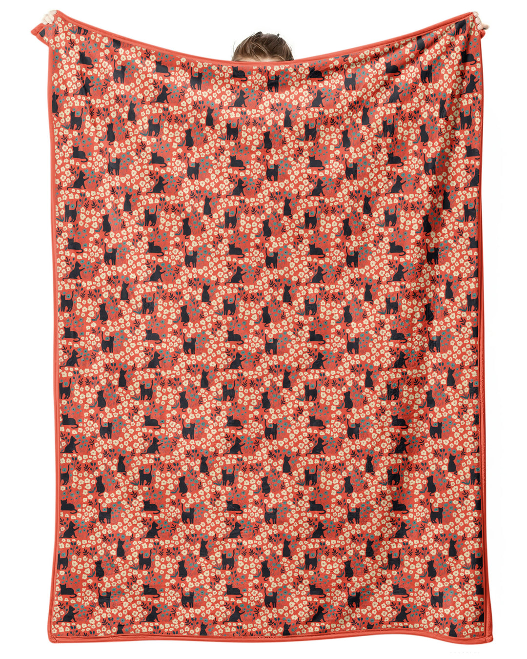 Black Cat Ditsy Bamboo Blanket