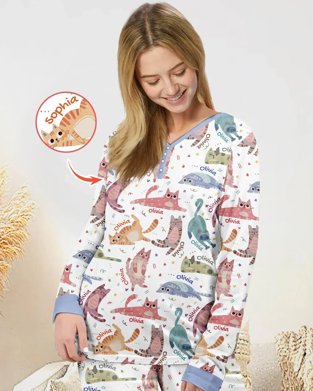 Cat Nap Crew Bamboo Women Pajama Set