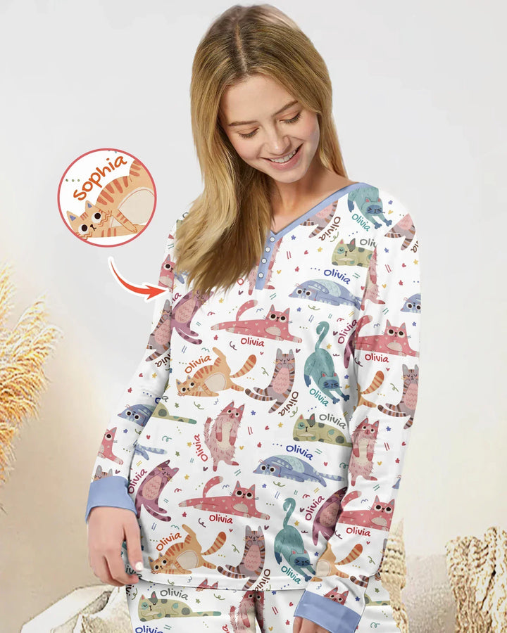 Cat Nap Crew Bamboo Women Pajama Set