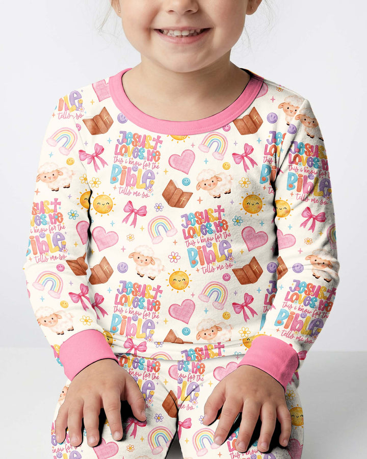 Jesus Loves Me This I Know Bamboo Two Piece Long Sleeve Pajama Set