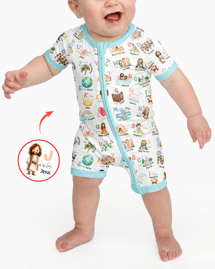Bible ABC Alphabet Bamboo Shorty Zippy