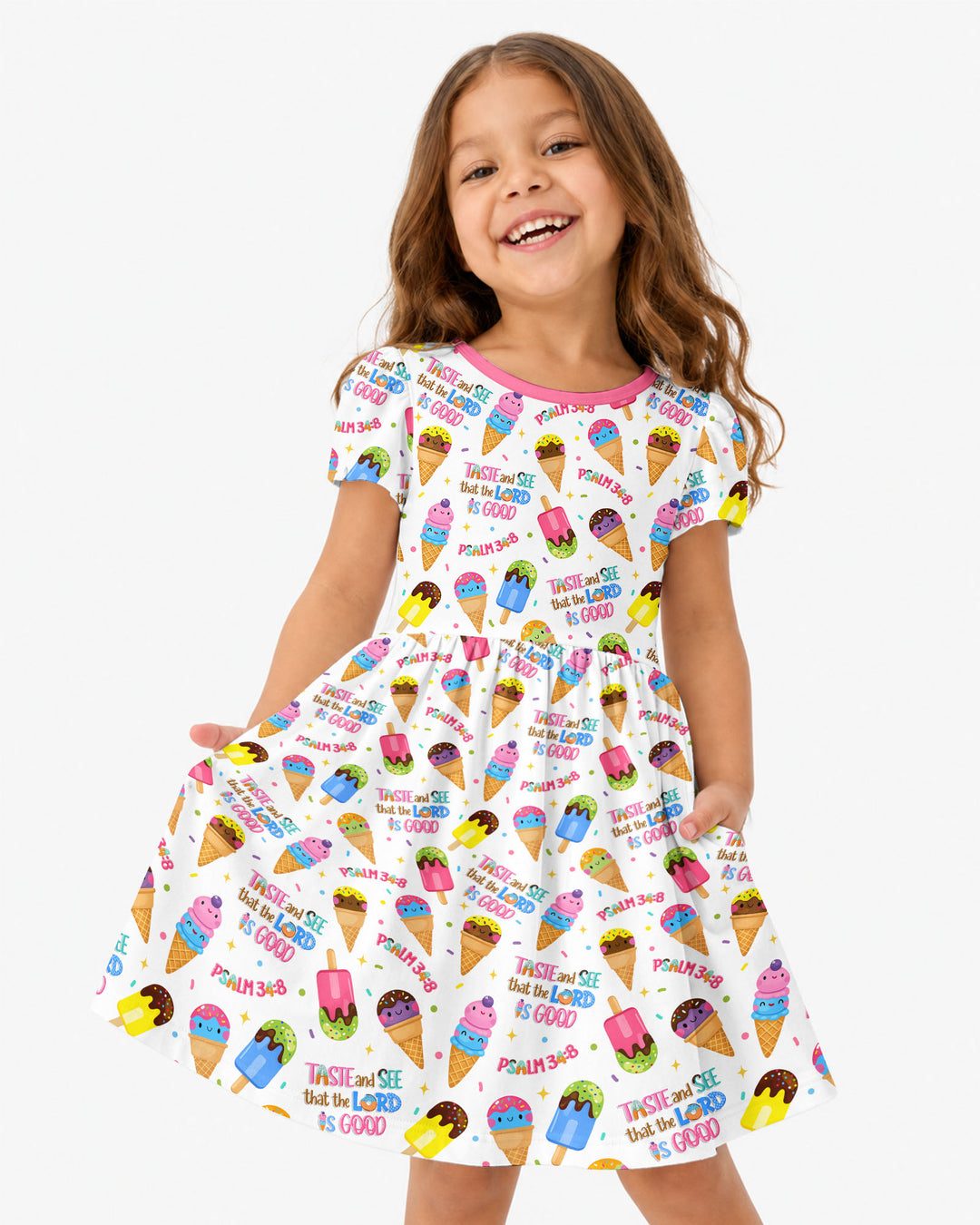 Jesus Summer Ice Cream Taste and See That The Lord Is Good Bamboo Twirl Dress