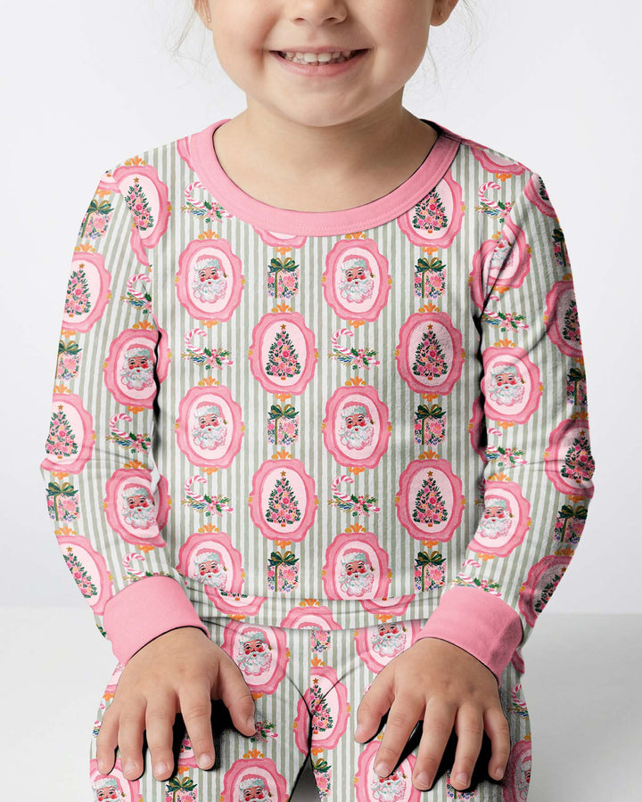 Vintage Christmas Keepsake  Bamboo Two Piece Long Sleeve Pajama Set