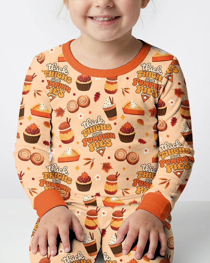 Thick Thighs and Pumpkin Pies Bamboo Two Piece Long Sleeve Pajama Set