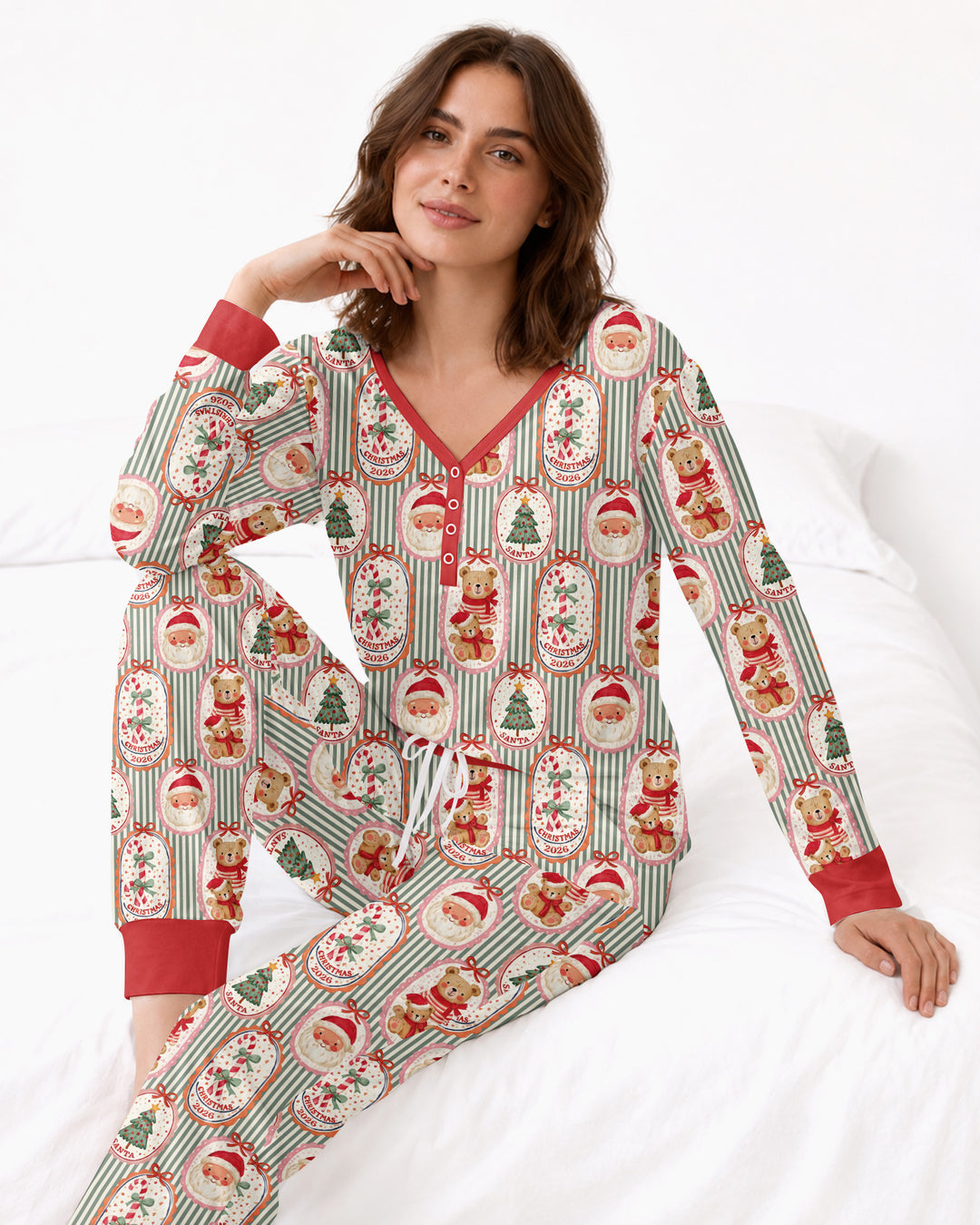 Teddy Bear Christmas Bamboo Women Pajama Set