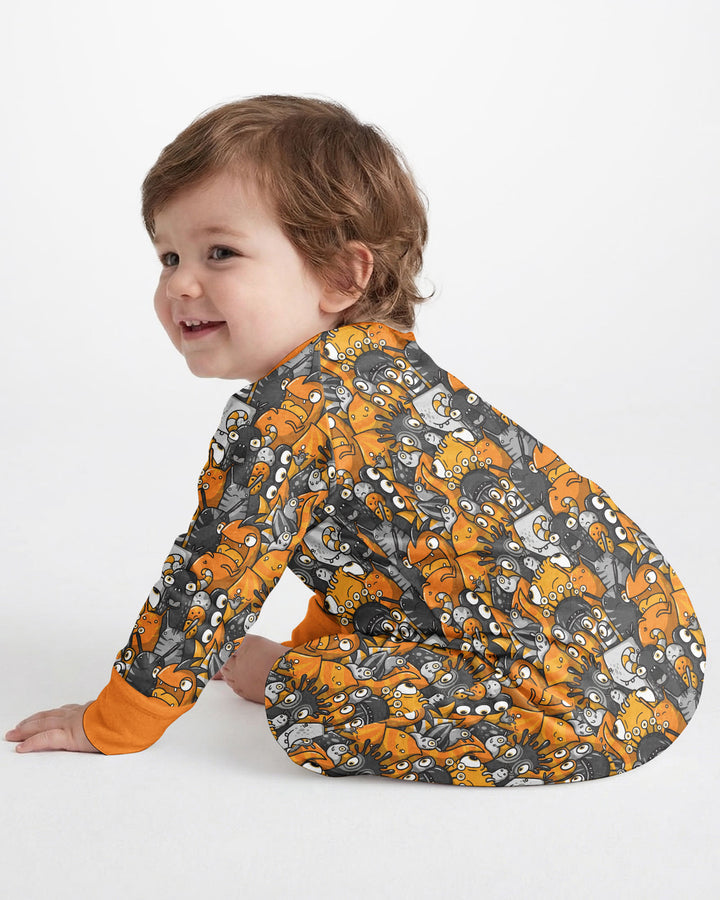 Colorful Doodle Monster Friends Bamboo Convertible Zippy