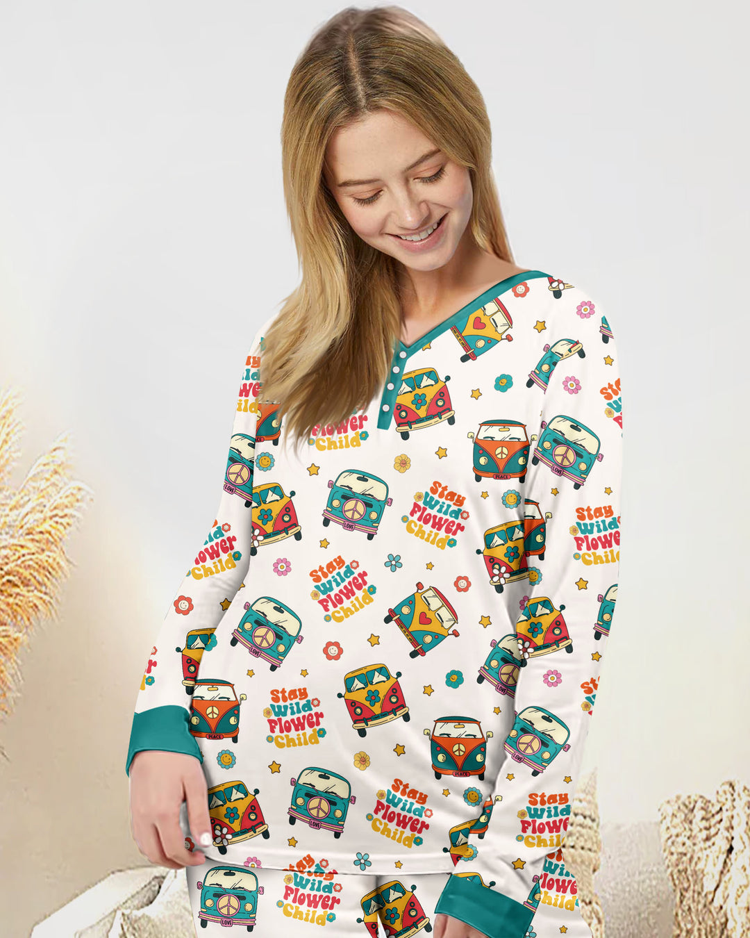 Stay Wild Flower Child Bamboo Women Pajama Set