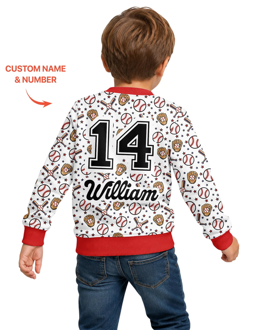 All-Star Baseball Custom Name Bamboo Crewneck Sweatshirt