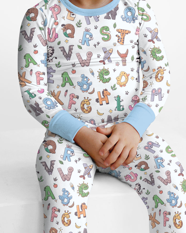 Animals Alphabet Bamboo Two Piece Long Sleeve Pajama Set