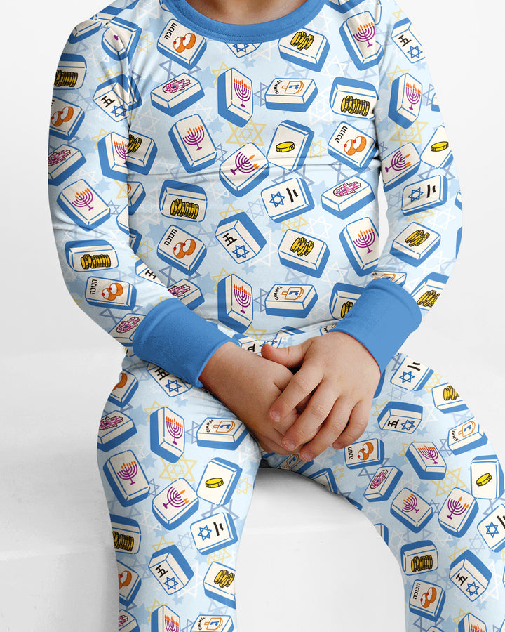 Hanukkah Mahjong Club Bamboo Two Piece Long Sleeve Pajama Set