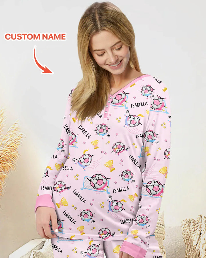 Custom Name Soccer Dad Team Matching Bamboo Women Pajama Set