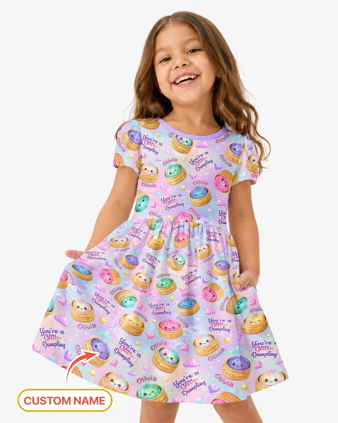 Custom Name You're A Glitter Dumpling  Bamboo Twirl Dress