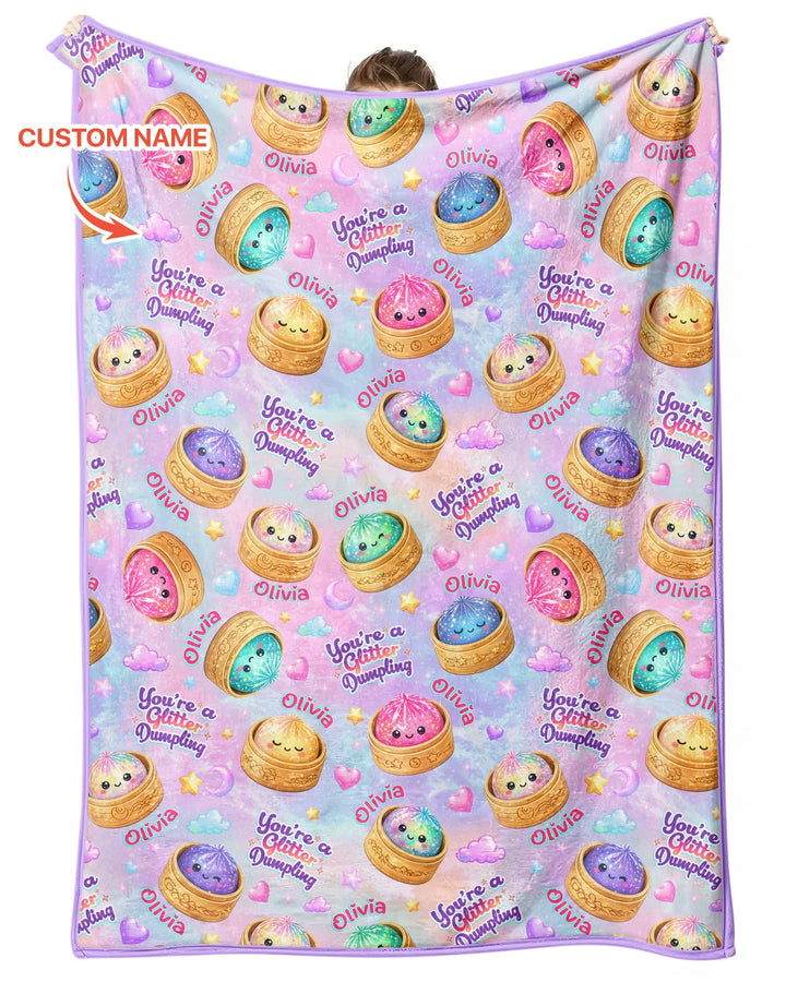 Custom Name You're A Glitter Dumpling Bamboo Blanket